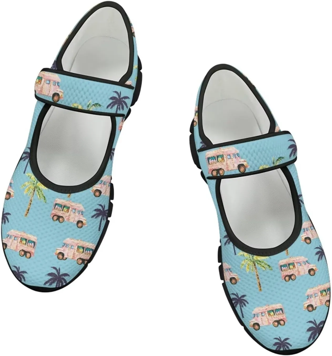 Women Mary Jane Sneaker Shoes Lightweight Casual Breathable Non Slip Flats with Magic Sticker