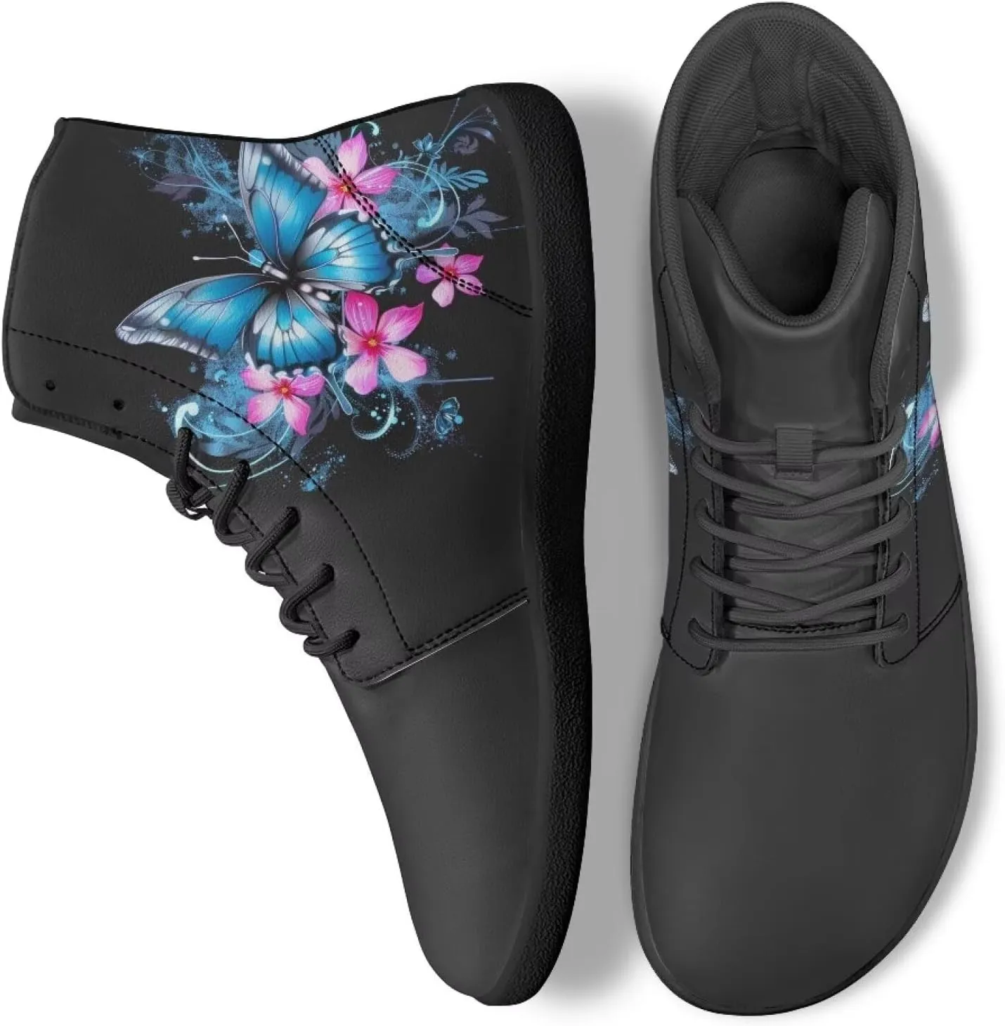 Women Men High Top Barefoot Shoes Lace Up Anti-Slip Active Sneakers