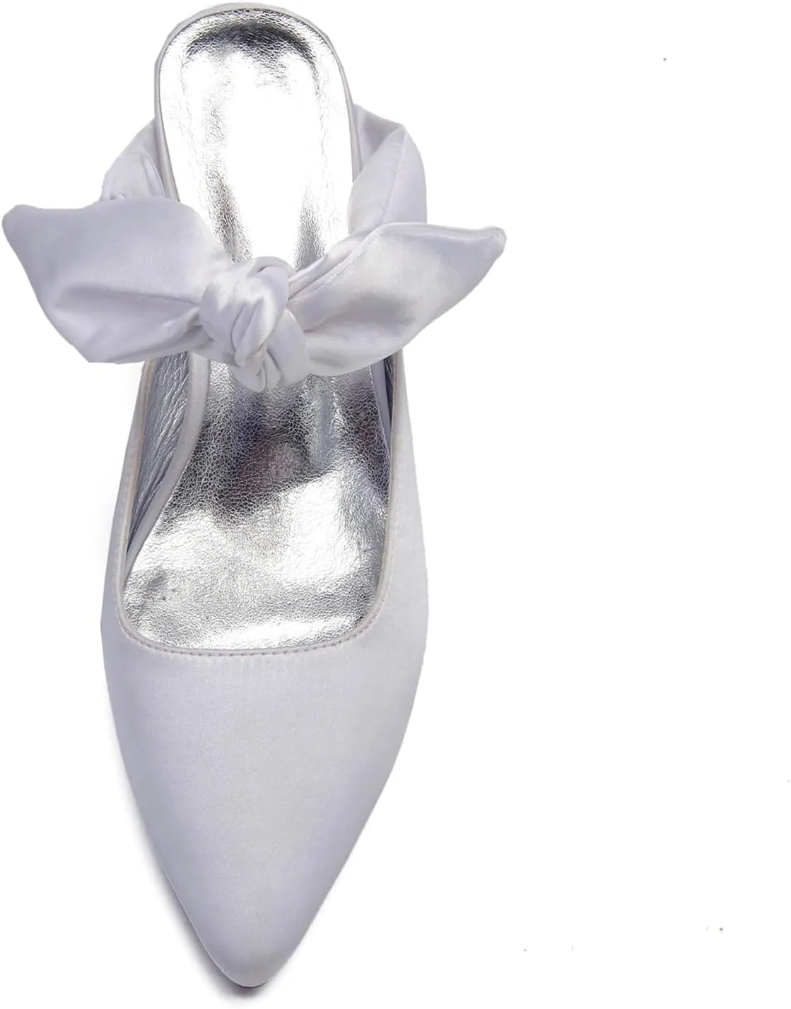 Women Pointed Toe Ribbon Tie Strap Sandals Mid Heel Satin Strappy Slip-on Party Wedding Slingback Evening Bridal Shoes