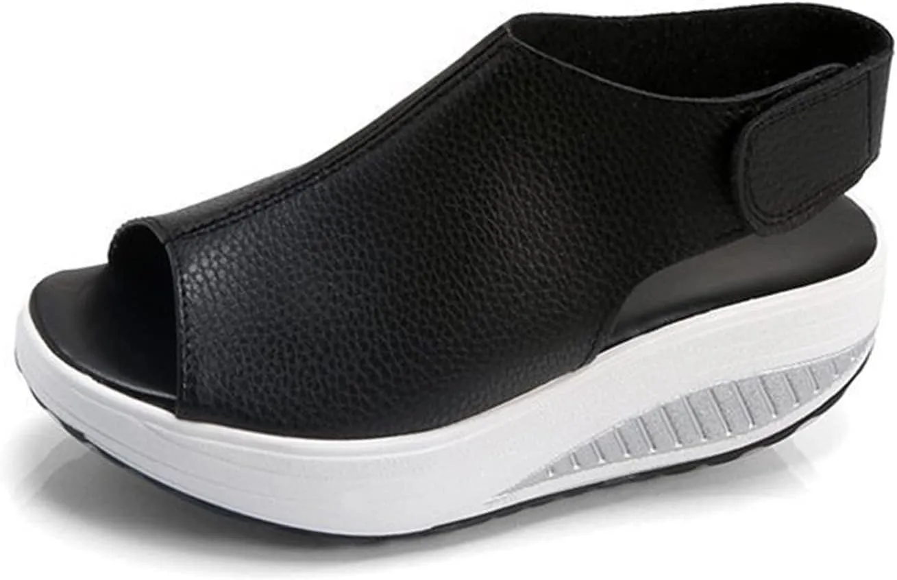 Women Summer Comfy Slingback Wedge Orthopedic Sandals,Lightweight Non-Slip Arch Support Adjustable Open Toe Thick Sole Sandals