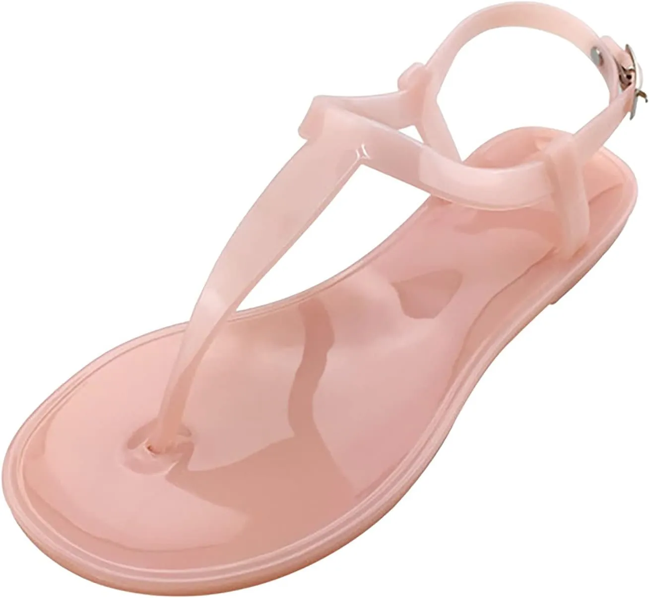 Women Thong Flat Sandals Casual Clip Toe T-Strap Dress Sandals with Adjustable Ankle Buckle for Summer Wedding