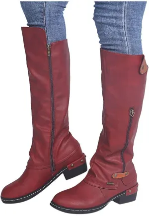 Women Vintage Victorian Gothic Mid Calf Height Boots Casual Lace up Thick High Heels Booties Winter Warm Shoes