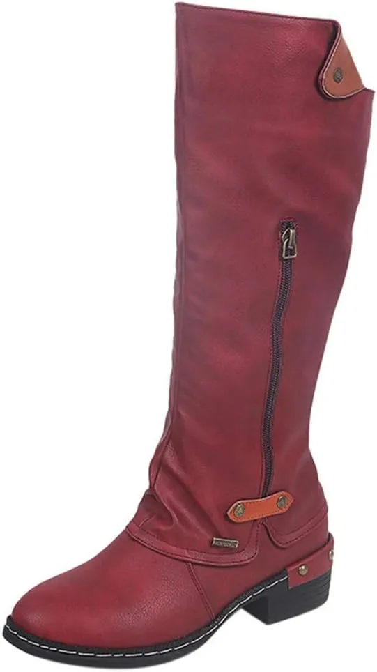 Women Vintage Victorian Gothic Mid Calf Height Boots Casual Lace up Thick High Heels Booties Winter Warm Shoes