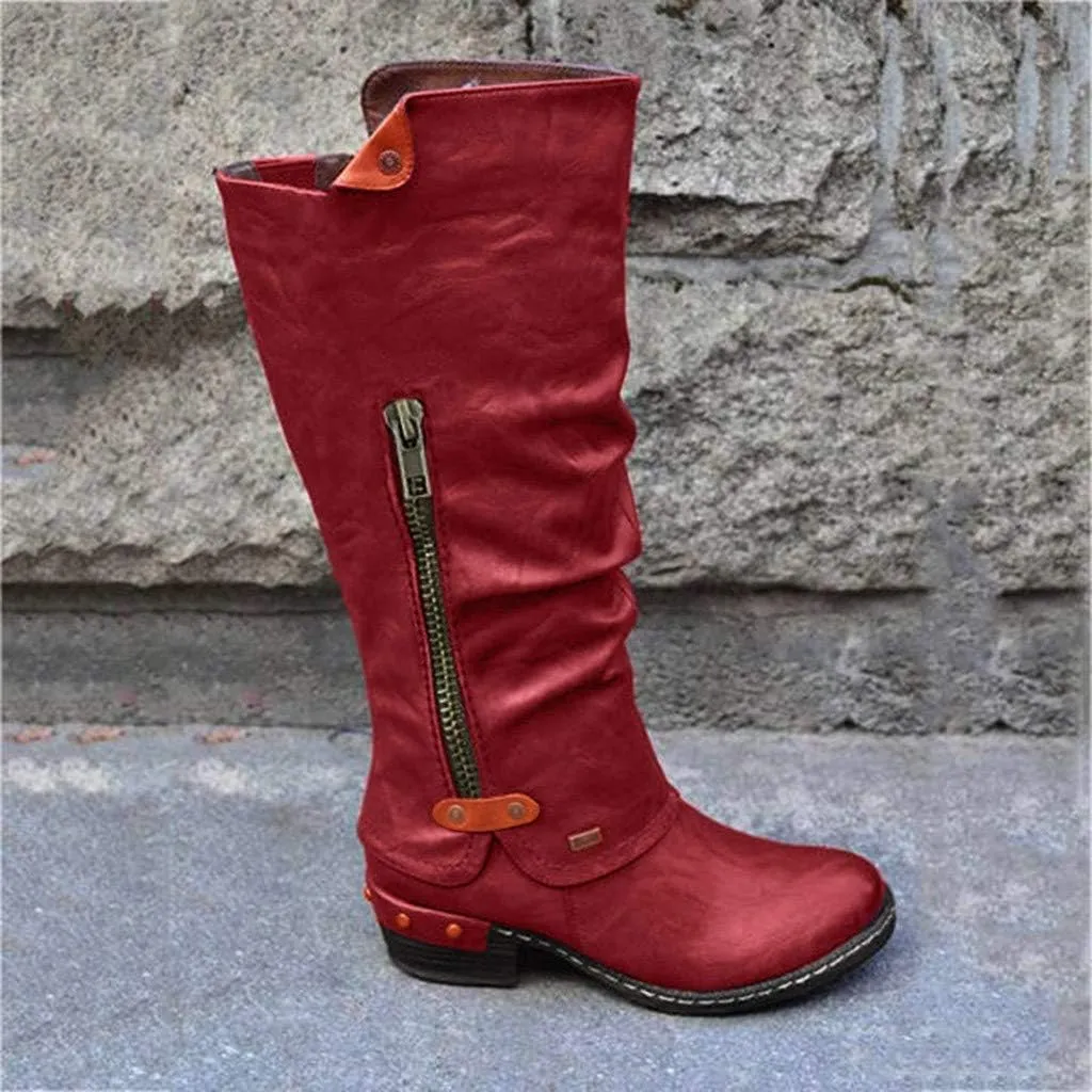 Women Vintage Victorian Gothic Mid Calf Height Boots Casual Lace up Thick High Heels Booties Winter Warm Shoes