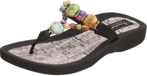 Women's 24770G Marble Cork Beaded Waterproof Molded Sole Beach Thong Sandals