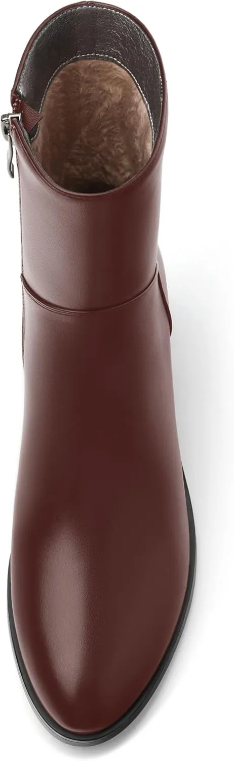 Women's Ada Fashion Round Toe Ankle Boots, Low Chunky Heel Side Zipper Short Boots, Fall and Winter Dating Office Commuter Boots Shoes
