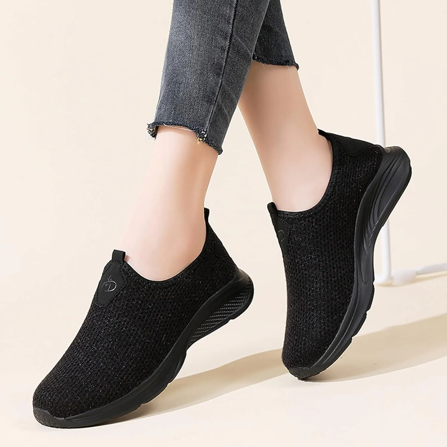 Women's Athletic Walking Shoes Slip On Casual Mesh Slip On Shoes Women Arch Support Ladies Shoes Casual Walking Sneakers Platform Tennis Shoe Loafers Shoe