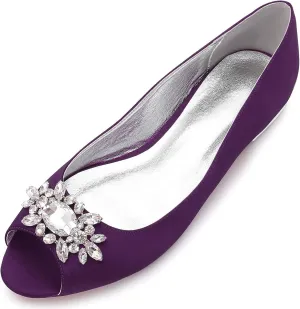 Women's Ballerina Ballet Flats Ladies Satin Sexy Peep Toe Low Heel Flat Office Work Smart Slip on Shoes