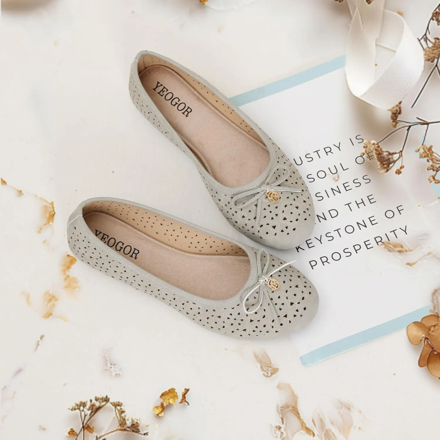 Women's Ballet Shoes Comfortable Slip on Round Toe Flat Casual Shoes for Walking, Driving, Dressy