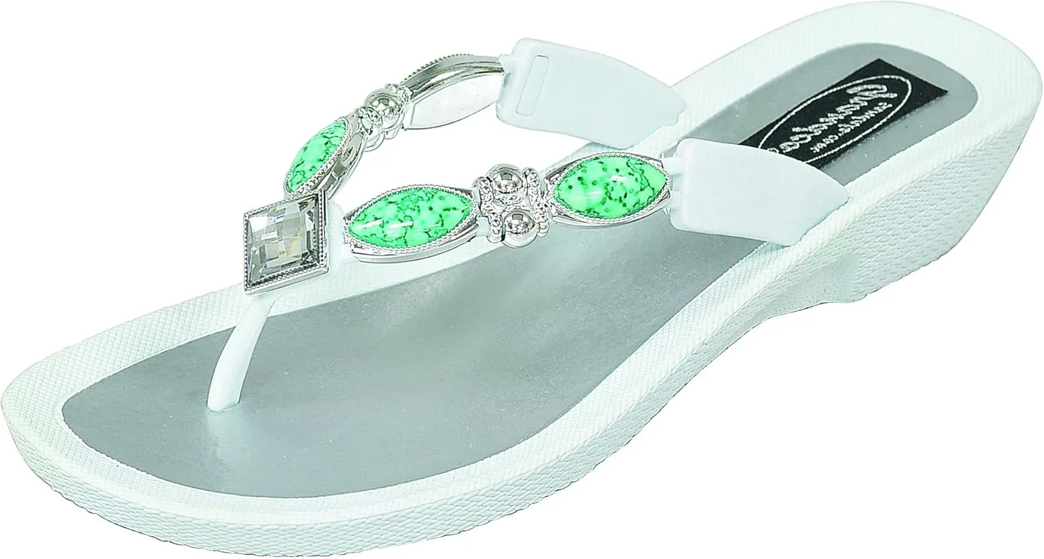 Women’s Beaded Sandals Royal V Thong Jeweled Slip-on Flip Flops