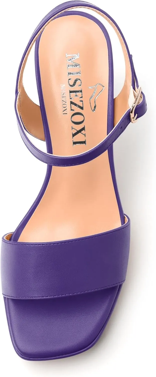 Womens Block High Heel Platform Sandals, Open Toe Ankle Strap Comfort Sandals, Womens Dressy Sandals