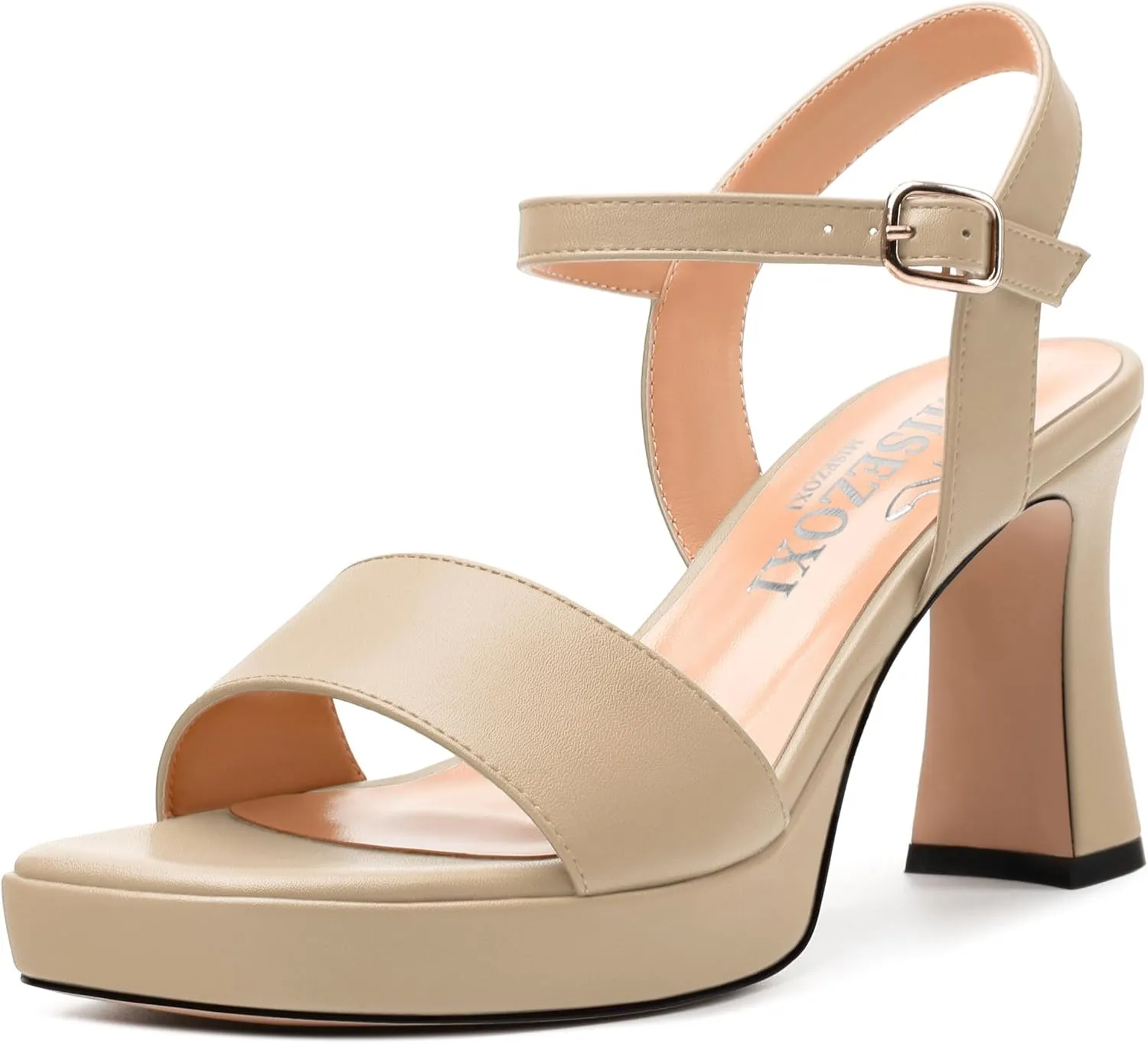 Womens Block High Heel Platform Sandals, Open Toe Ankle Strap Comfort Sandals, Womens Dressy Sandals