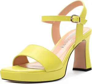 Womens Block High Heel Platform Sandals, Open Toe Ankle Strap Comfort Sandals, Womens Dressy Sandals