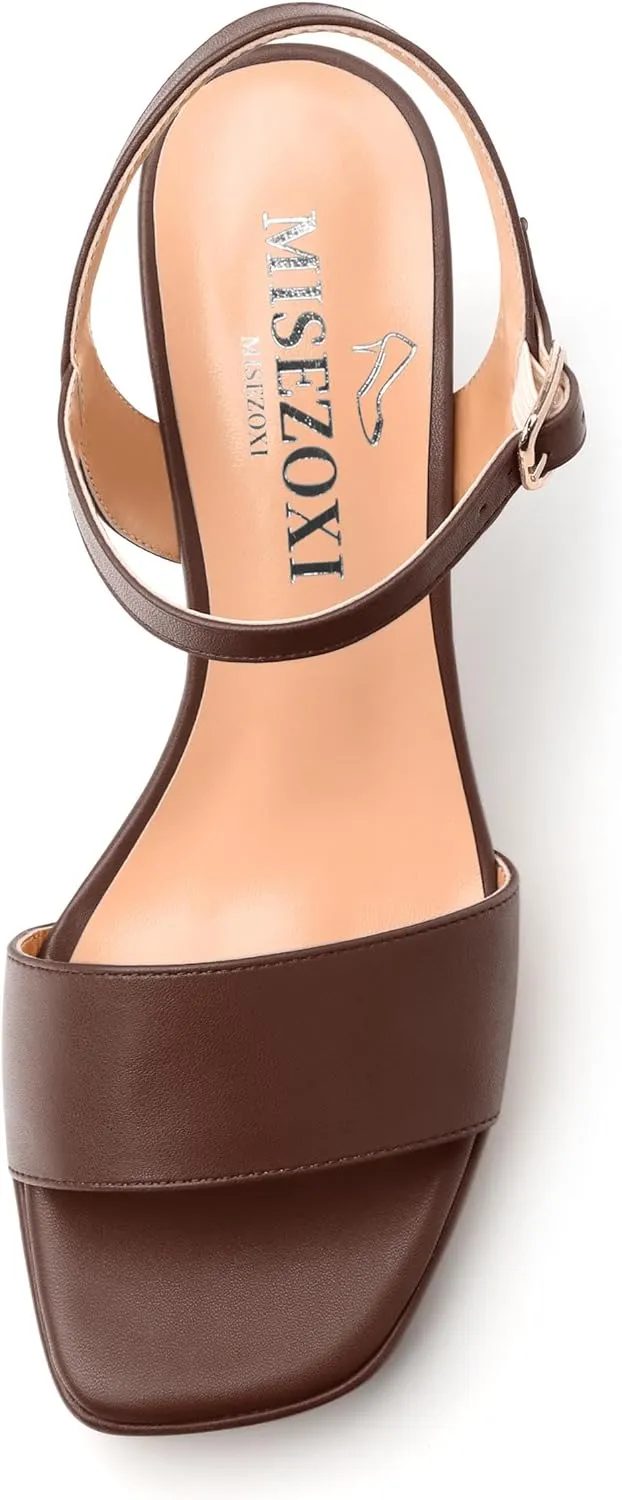 Womens Block High Heel Platform Sandals, Open Toe Ankle Strap Comfort Sandals, Womens Dressy Sandals