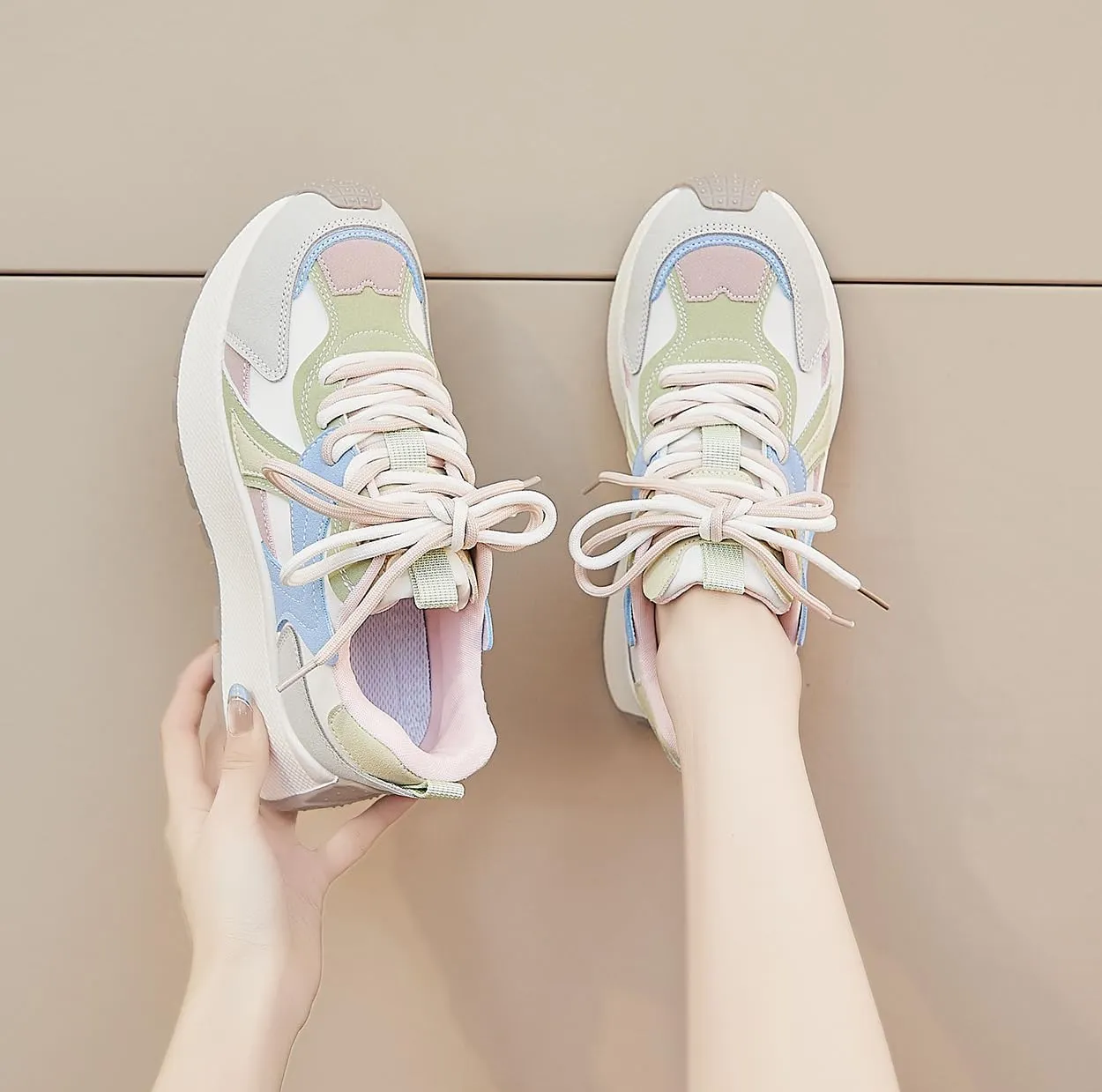 Women's Breathable Platform Sneakers Campus Fashion Lightweight Comfort Walking Shoes