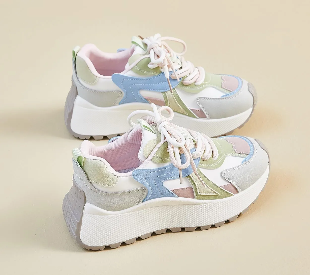 Women's Breathable Platform Sneakers Campus Fashion Lightweight Comfort Walking Shoes
