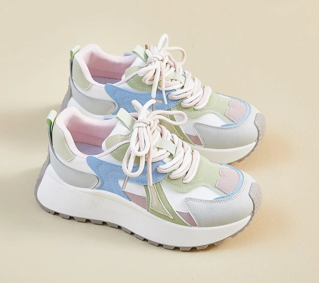 Women's Breathable Platform Sneakers Campus Fashion Lightweight Comfort Walking Shoes