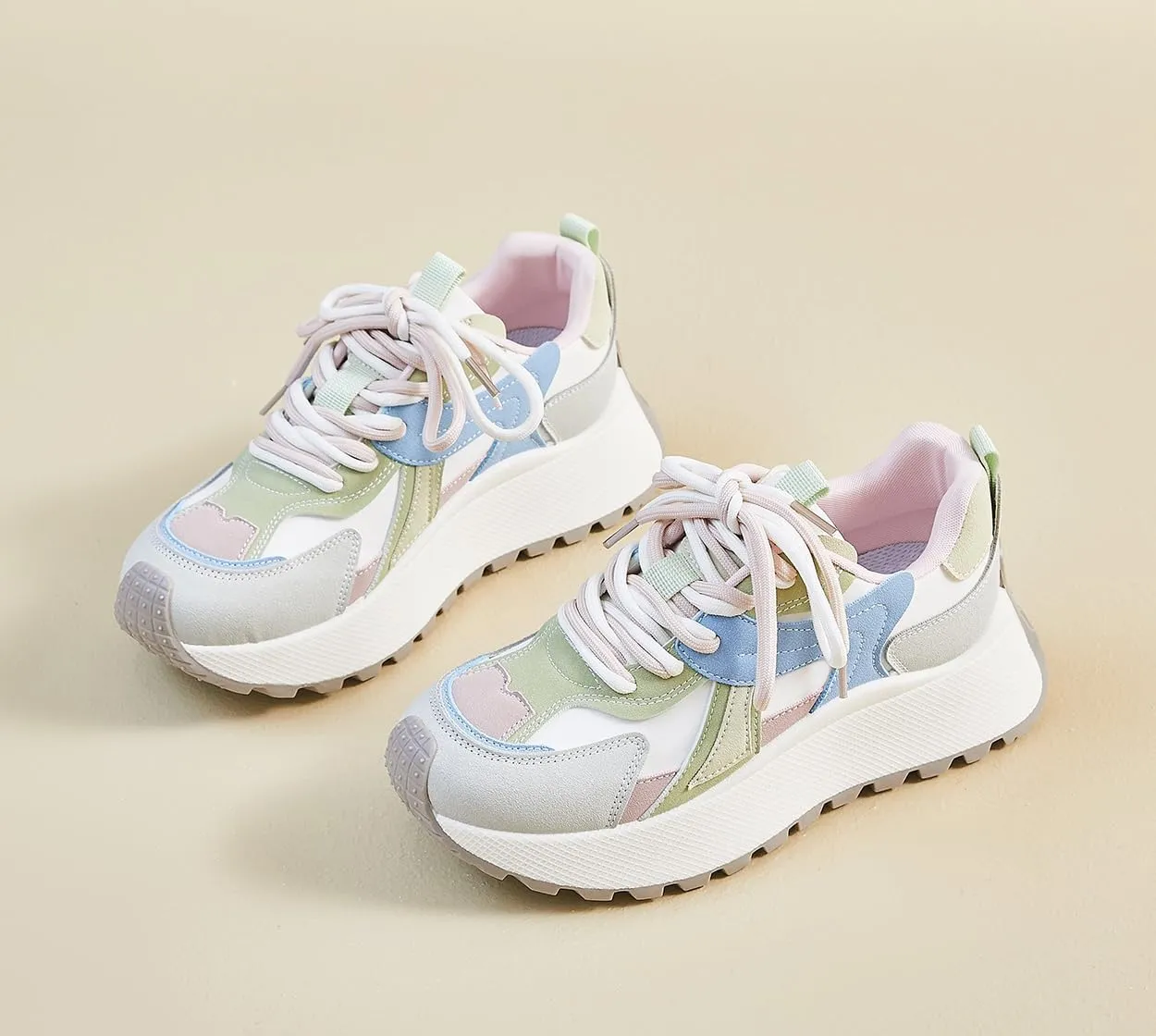 Women's Breathable Platform Sneakers Campus Fashion Lightweight Comfort Walking Shoes
