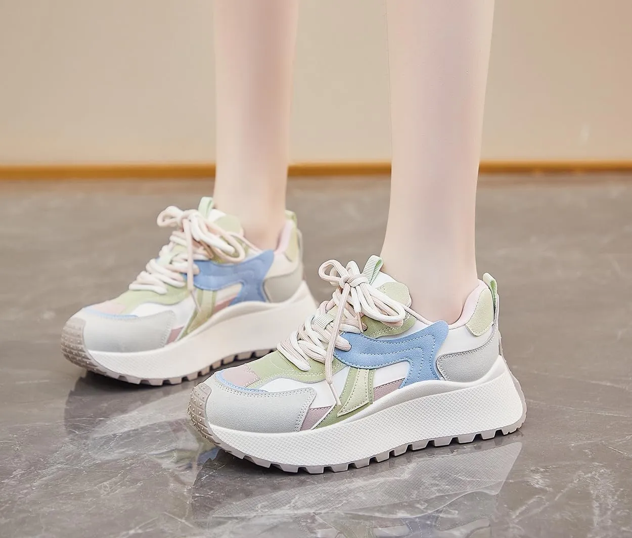 Women's Breathable Platform Sneakers Campus Fashion Lightweight Comfort Walking Shoes