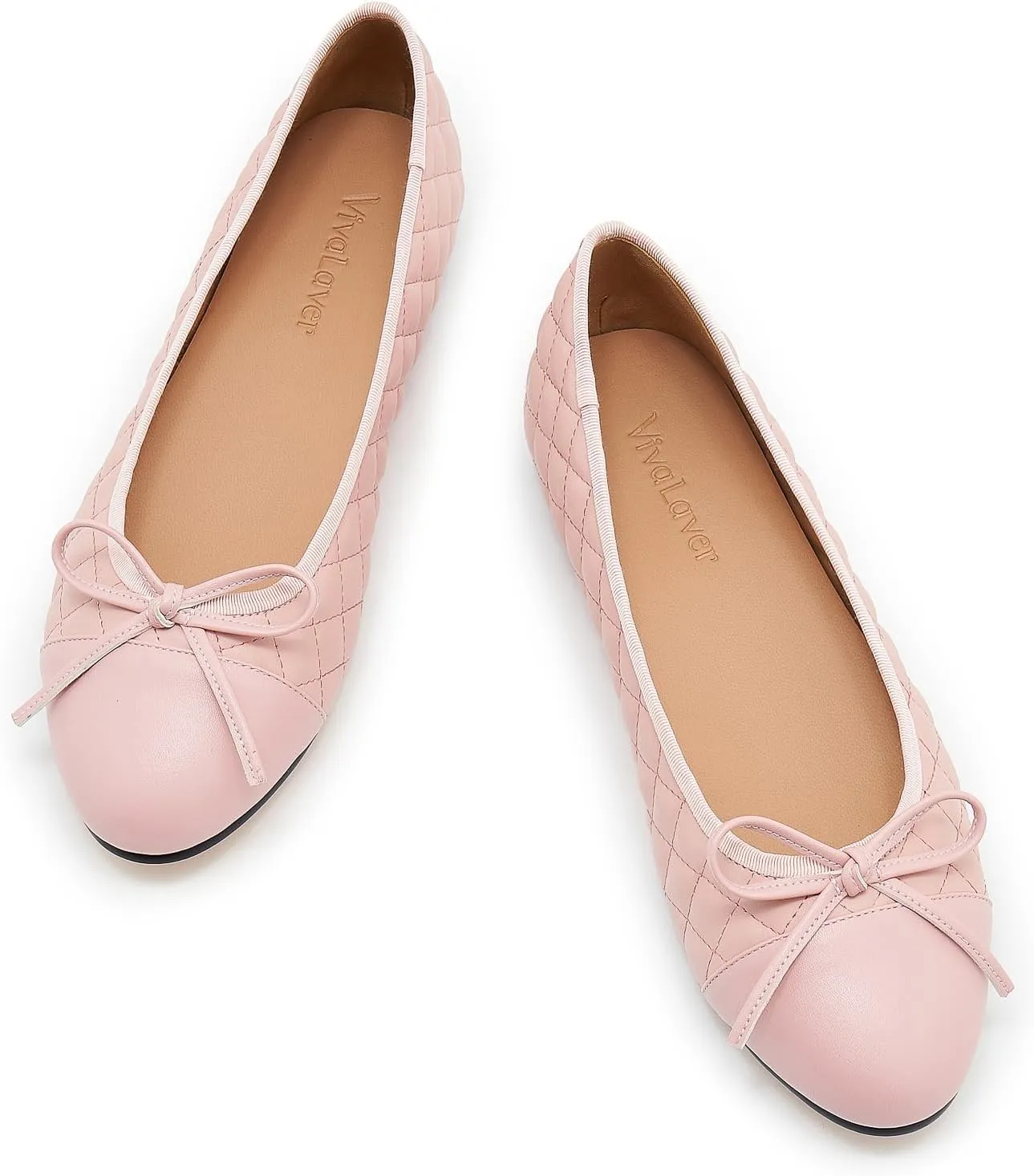 Women's Cap Toe Ballet Flats Two Tone Bow Flats Round Toe Shoes for Women Slip on Casual, Work, Dress Flats Pumps for Women