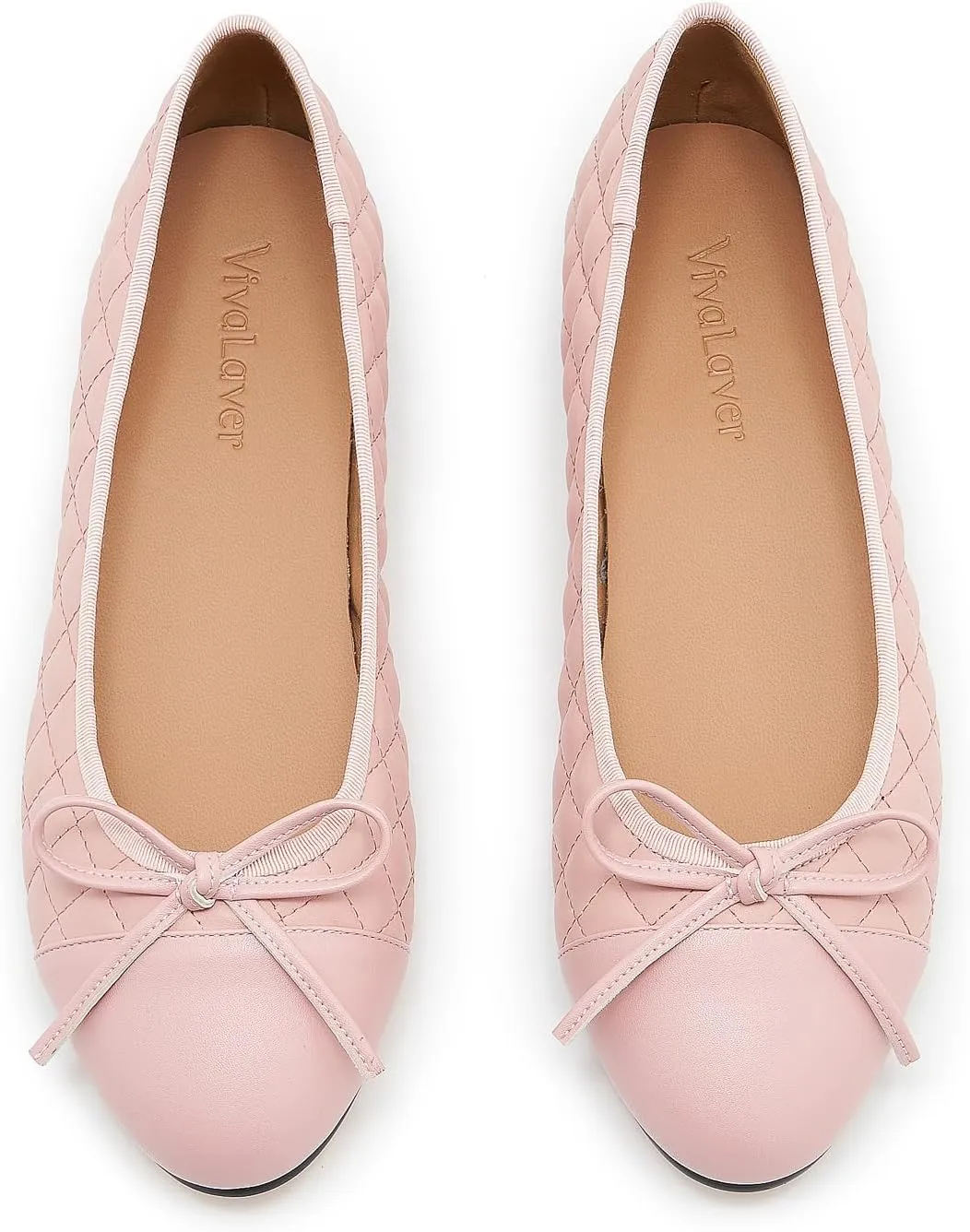 Women's Cap Toe Ballet Flats Two Tone Bow Flats Round Toe Shoes for Women Slip on Casual, Work, Dress Flats Pumps for Women