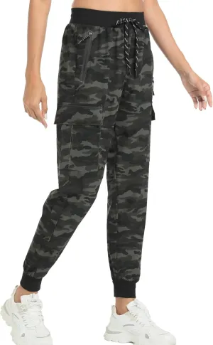 Womens Cargo Pants with Pocket Quick Dry Workout Athletic Joggers Drawstring Travel Casual Outdoor Camping Hiking Pants