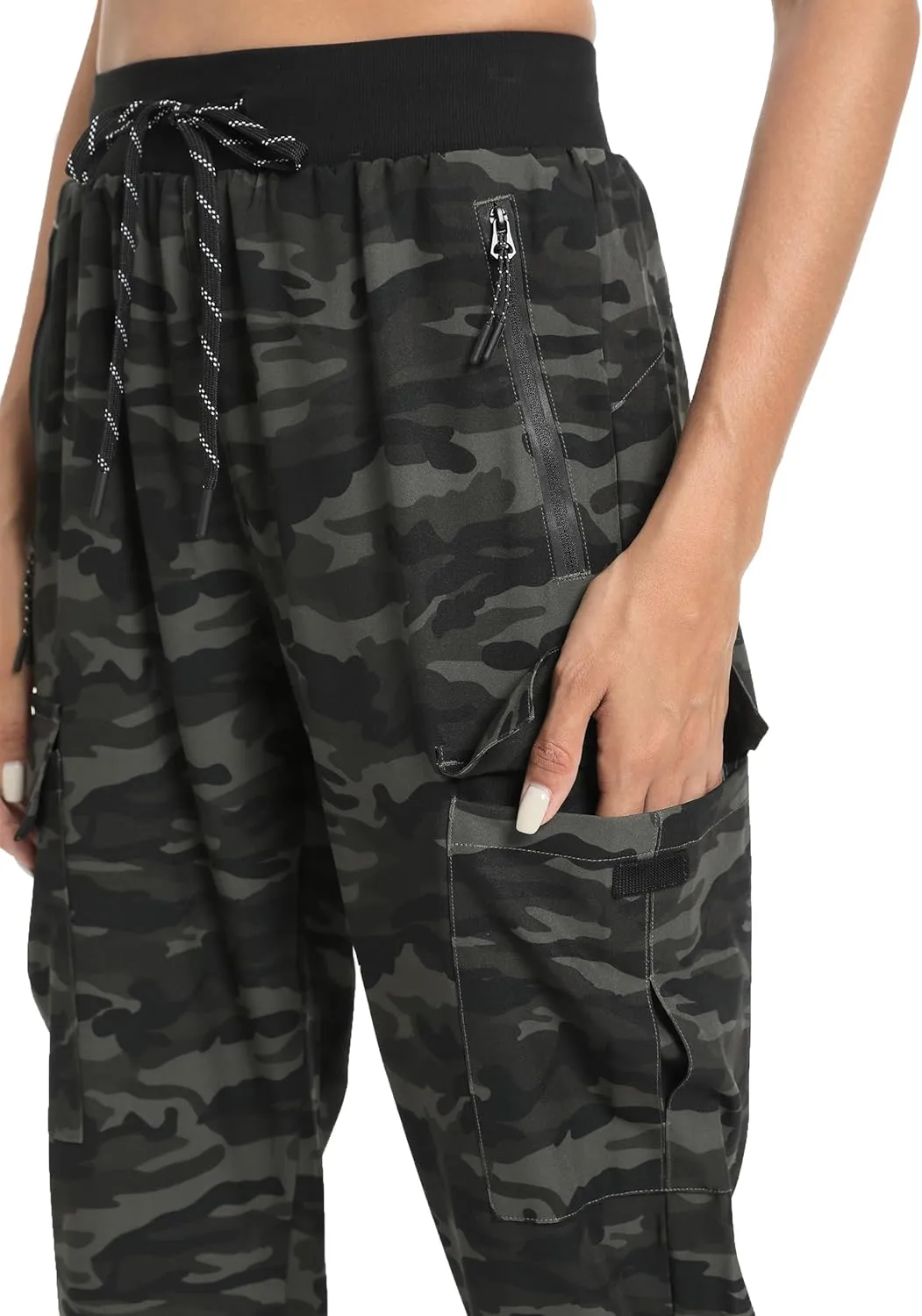 Womens Cargo Pants with Pocket Quick Dry Workout Athletic Joggers Drawstring Travel Casual Outdoor Camping Hiking Pants