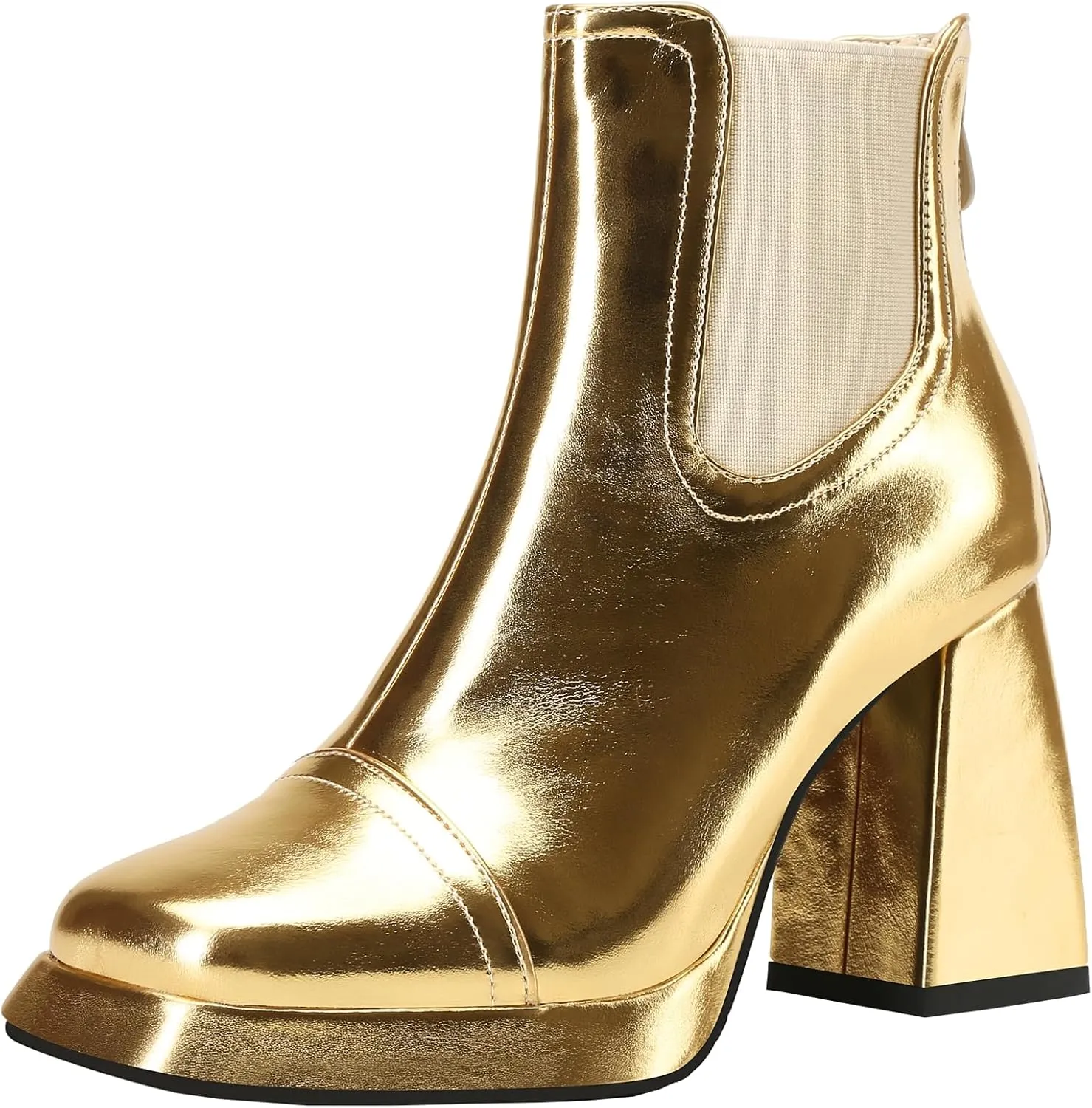 Women's Chelsea Ankle Boots Zipper Booties with Chunky Heel and Platform