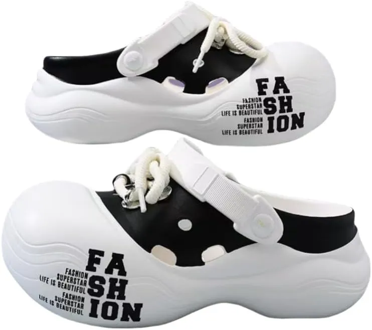 Women's Clogs DIY Lace-Up Thick-Soled Slippers Women's Fashion Clogs Thick-Soled Sandals Beach Slippers