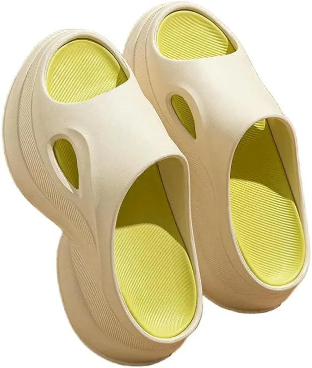 Women's Clogs Mixed Color Thick-Soled Beach Slippers, Outdoor Non-Slip Eva Wedge Sandals