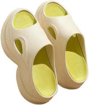 Women's Clogs Mixed Color Thick-Soled Beach Slippers, Outdoor Non-Slip Eva Wedge Sandals
