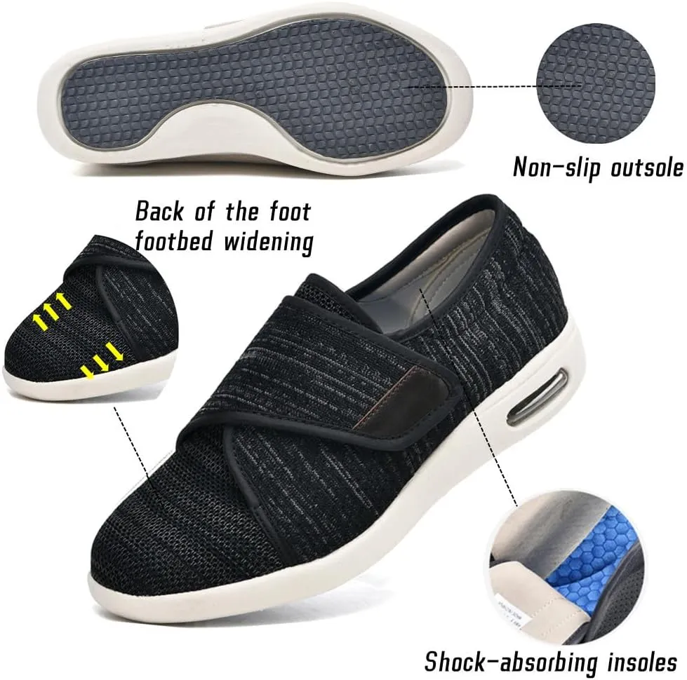 Women's Diabetic Shoes with Adjustable Closure Wide Width Edema Shoes Non-Slip Elderly Swollen Feet Walking Sneakers