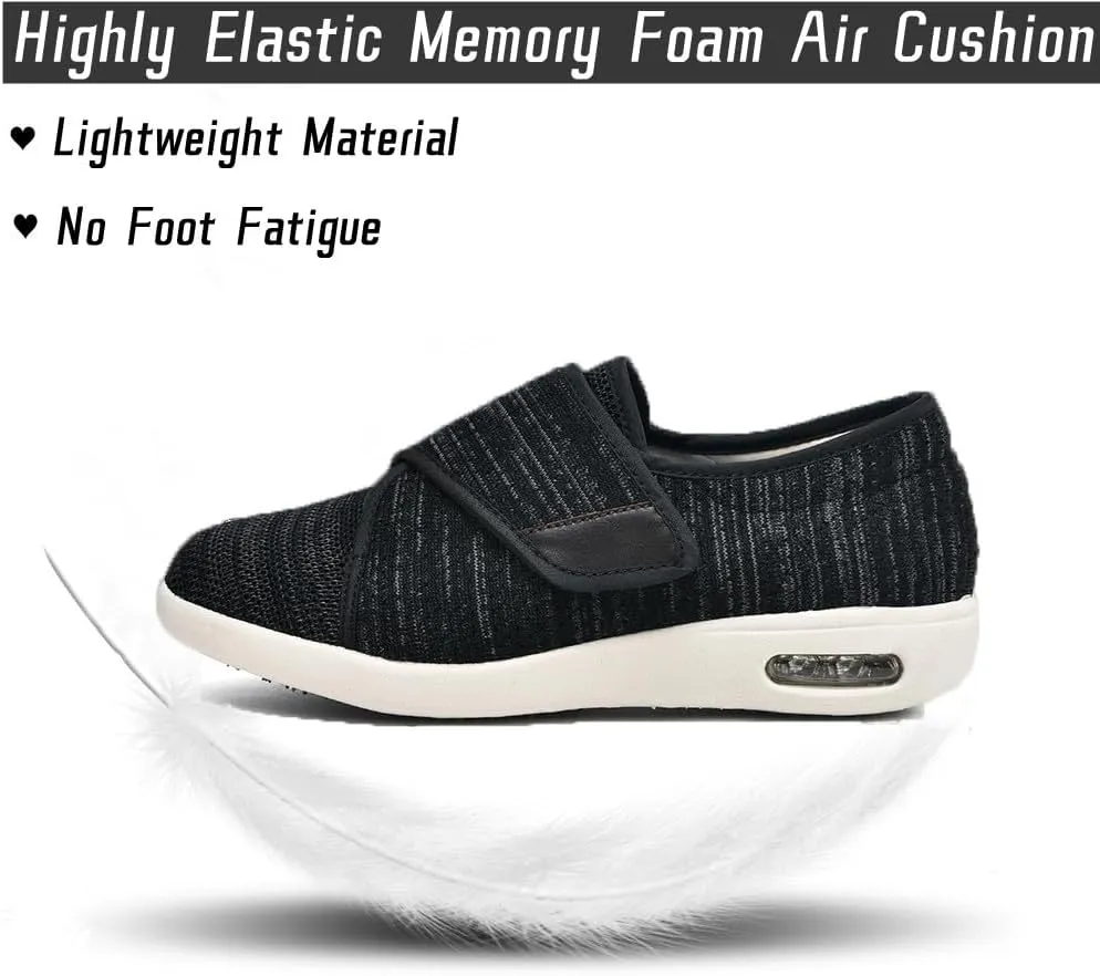 Women's Diabetic Shoes with Adjustable Closure Wide Width Edema Shoes Non-Slip Elderly Swollen Feet Walking Sneakers
