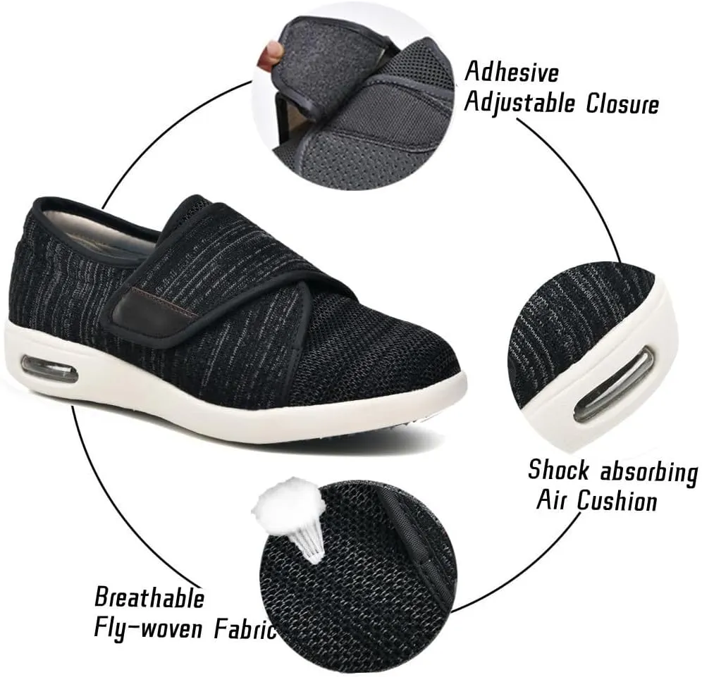Women's Diabetic Shoes with Adjustable Closure Wide Width Edema Shoes Non-Slip Elderly Swollen Feet Walking Sneakers