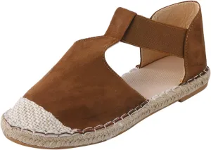 Women's Espadrille Flat Sandals Closed Toe Ankle Wrap Classic Lace Up Summer Dressy Buckle Strap Comfortable Wide Width Flat Shoes Wedge Sandal Simple Suede Espadrilles Flats Slip On Loafers