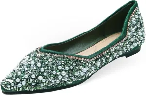 Women's Flats Comfortable Pointed Rhinestone Ballet Flats for Women Sparkle Elegant Dress Flats