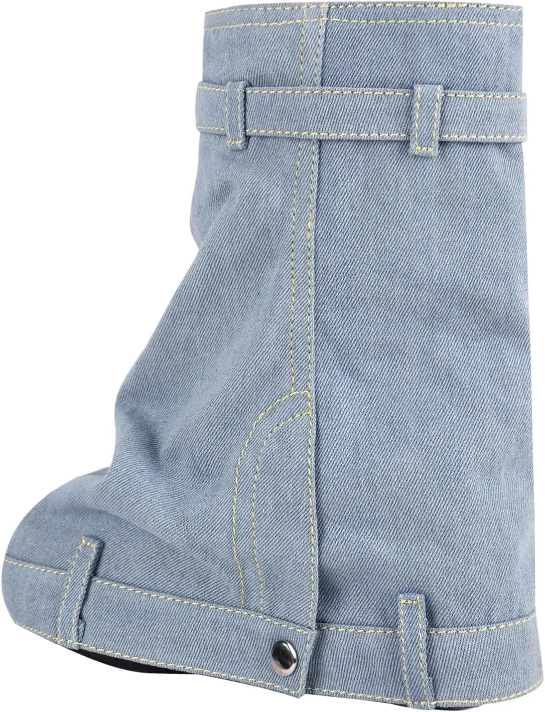 Women's Fold Over Knee High Denim Boots with Zipper Lock