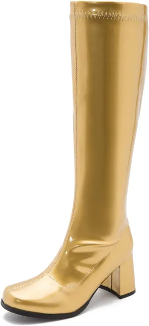 Women's Go Go Boots Over The Knee Block Heel Zipper Boot
