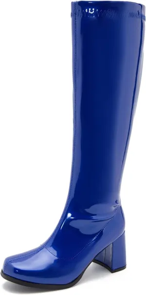 Women's Go Go Boots Over The Knee Block Heel Zipper Boot