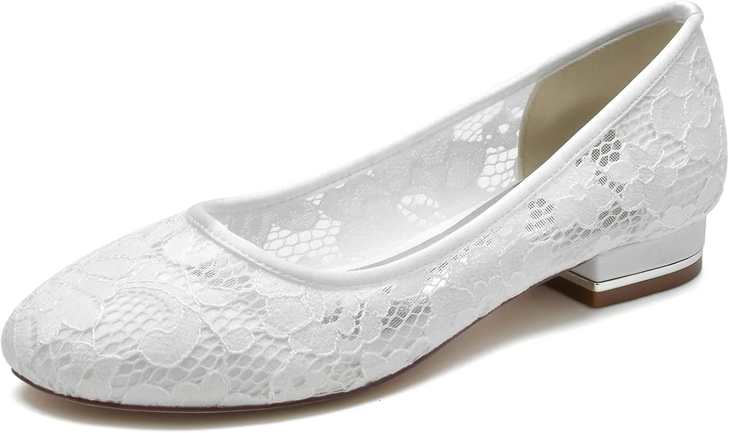 Women's Lace Dress Shoes Bridal Ballet Shoes Evening Prom Party Shoes Mesh Wedding Dress Flats