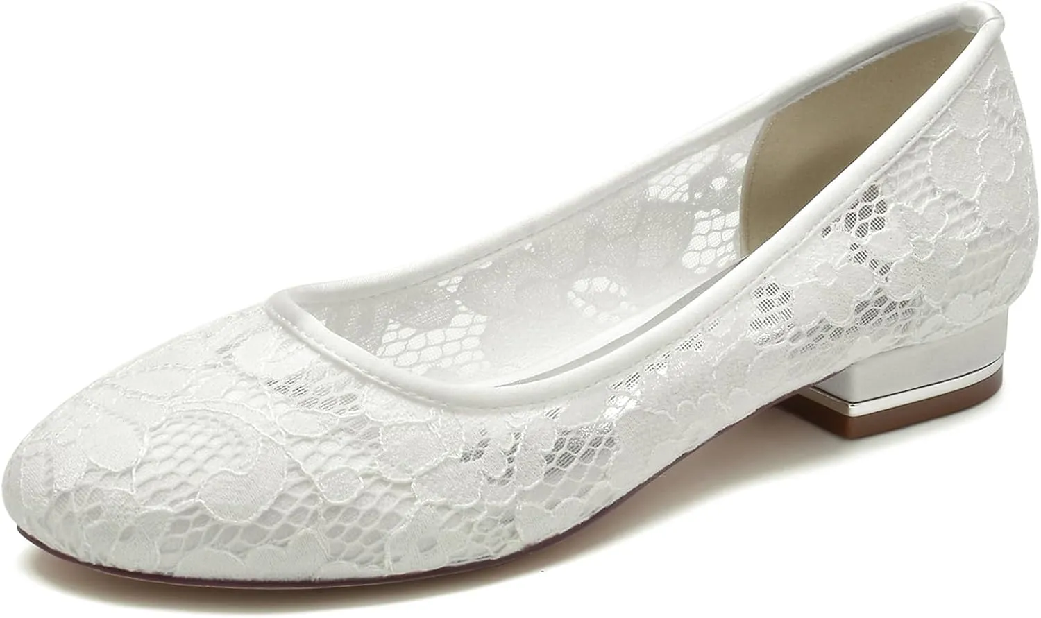 Women's Lace Dress Shoes Bridal Ballet Shoes Evening Prom Party Shoes Mesh Wedding Dress Flats