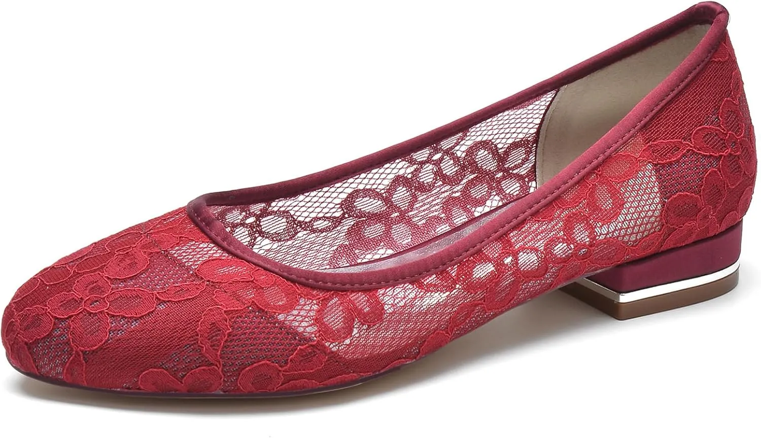 Women's Lace Dress Shoes Bridal Ballet Shoes Evening Prom Party Shoes Mesh Wedding Dress Flats