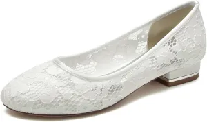 Women's Lace Dress Shoes Bridal Ballet Shoes Evening Prom Party Shoes Mesh Wedding Dress Flats