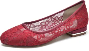 Women's Lace Dress Shoes Bridal Ballet Shoes Evening Prom Party Shoes Mesh Wedding Dress Flats