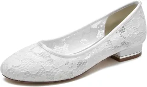 Women's Lace Dress Shoes Bridal Ballet Shoes Evening Prom Party Shoes Mesh Wedding Dress Flats