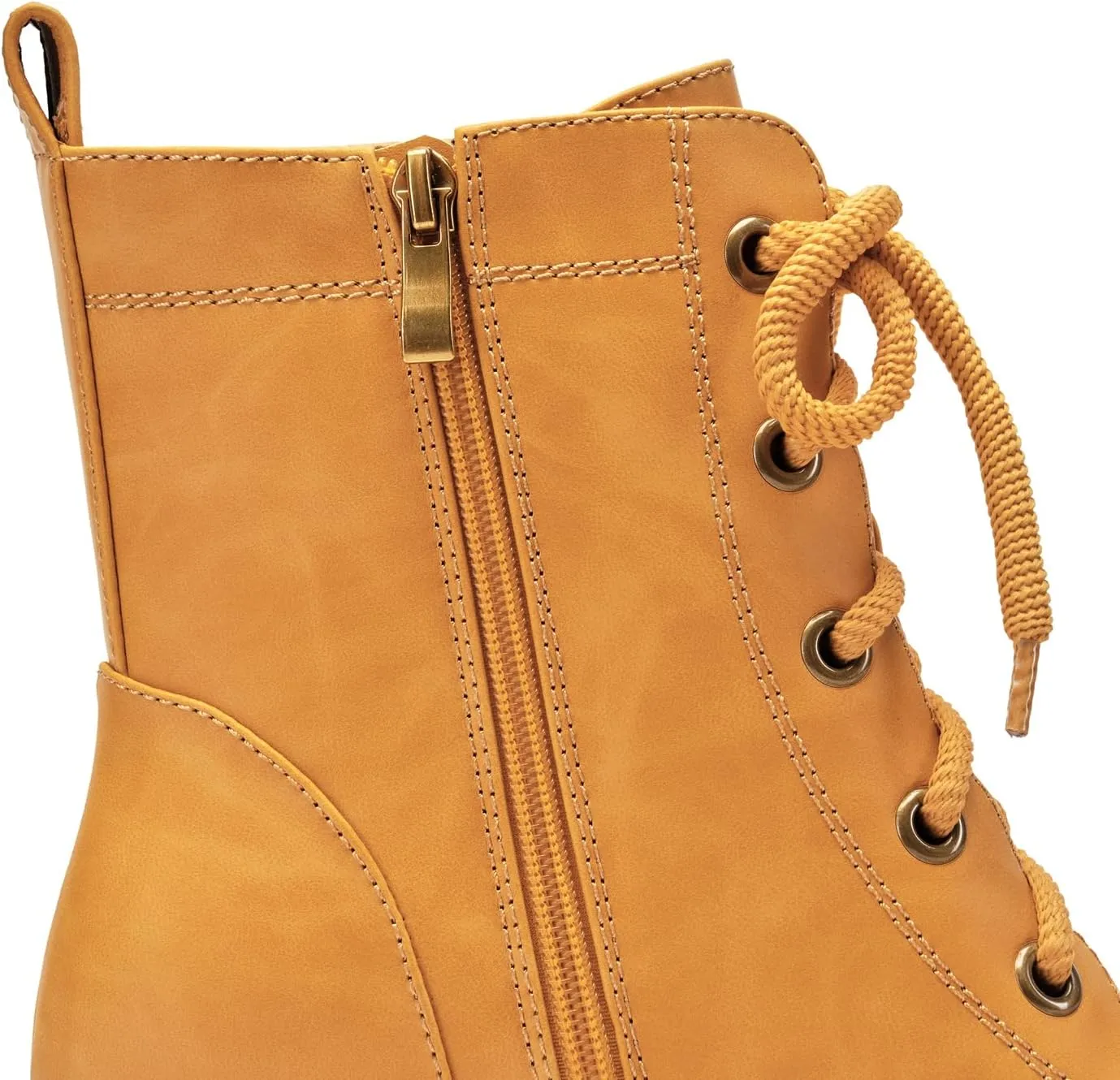 Women's Lace-Up Combat Boots Low Heel Waterproof Casual Fashion Ankle Booties