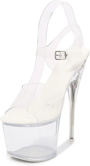 Women's Luminous Sandals Stiletto Clear Platform Crystal Sole High Heels Sexy Nightclub Catwalk Pole Dancing Striptease Sandals Heel 17Cm/6.6 in,Glow Without Flowers,8