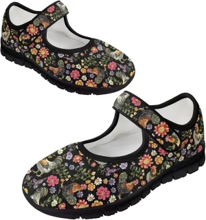 Womens Mary Jane Shoes Sneaker Animals Pattern Non Slip Lightweight Shoes with Magic Sticker for Walking