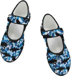 Womens Mary Jane Shoes with Magic Sticker Anti-Slip Lightweight Sneaker,Animal Pattern