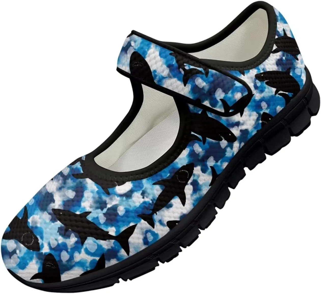 Womens Mary Jane Shoes with Magic Sticker Anti-Slip Lightweight Sneaker,Animal Pattern